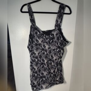 Maurice’s Black and White Floral Babydoll Tank Top Size 3 #154